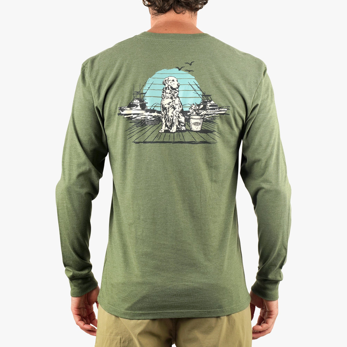 Mens Bucket Long Sleeve Fishing Tee Shirt - AFTCO