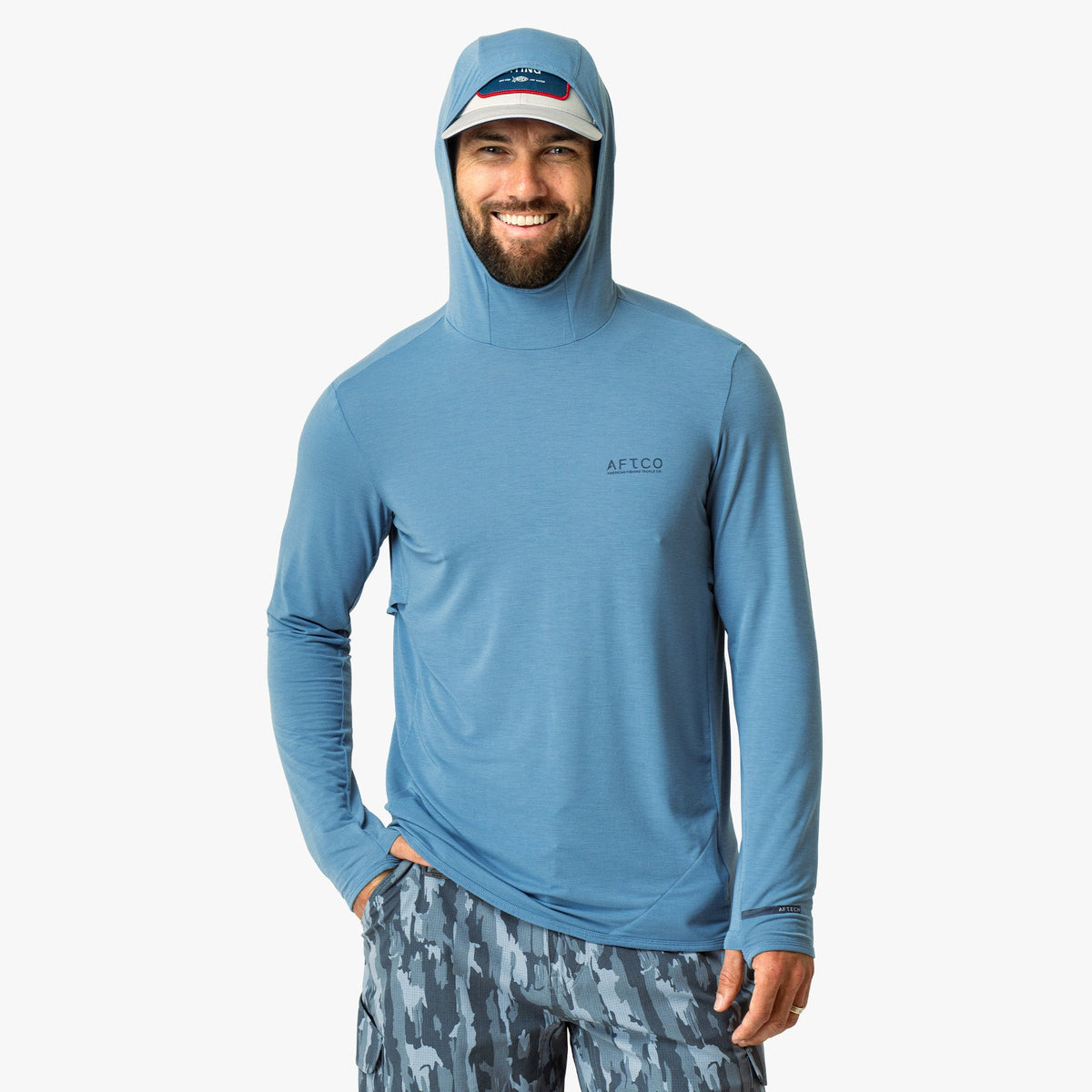 Mens Tailwind Long Sleeve Hooded Sun Protection Shirt - AFTCO