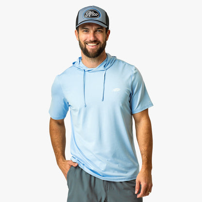 Mens Samurai Short Sleeve Hooded Sun Protection Shirt - AFTCO