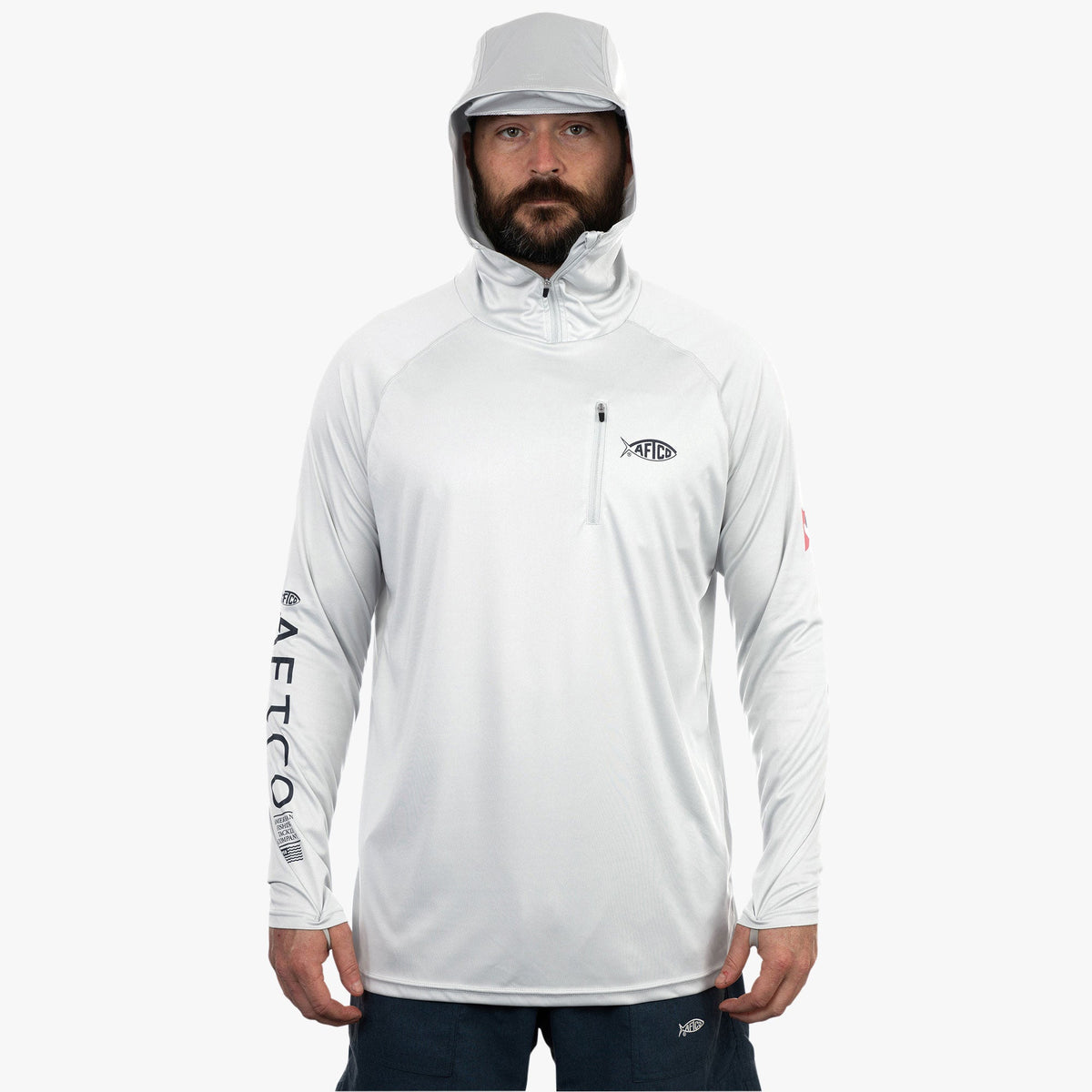 Mens Jason Christie's Hooded LS Bass Fishing Performance Shirt - AFTCO