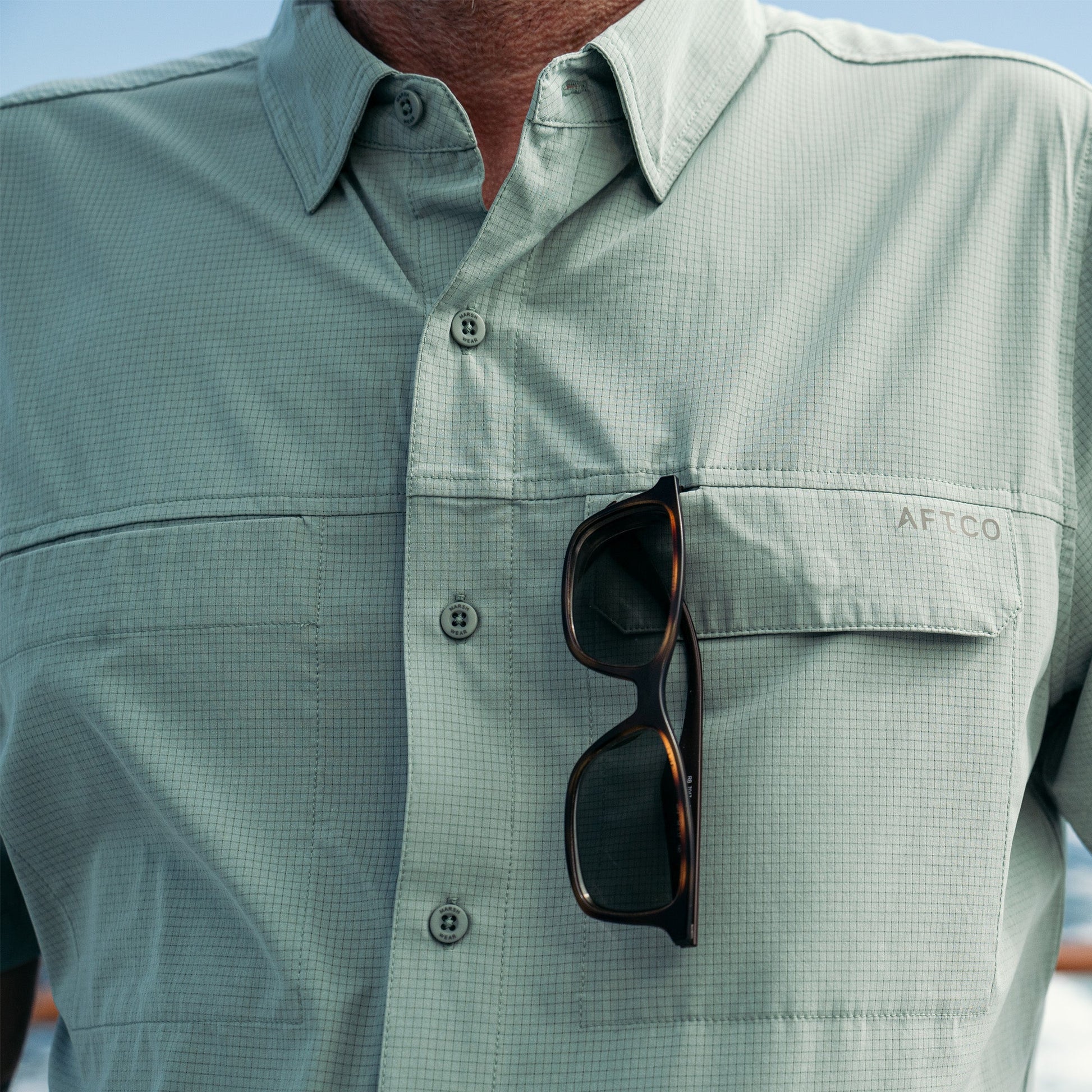Mens Air O Mesh SS Button Down Fishing Shirt - AFTCO