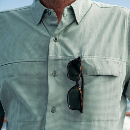 Mens Air O Mesh SS Button Down Fishing Shirt - AFTCO
