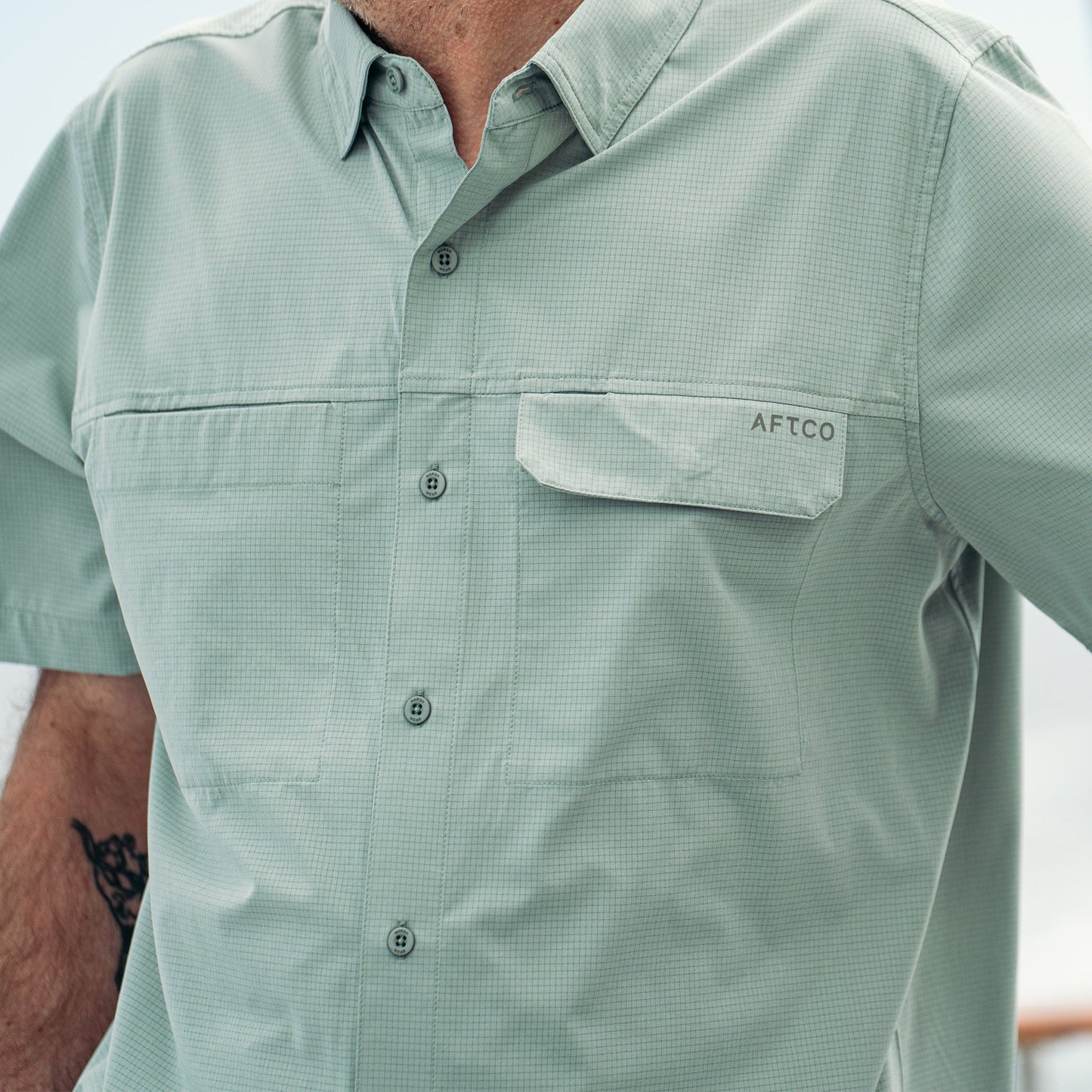 Mens Air O Mesh SS Button Down Fishing Shirt - AFTCO