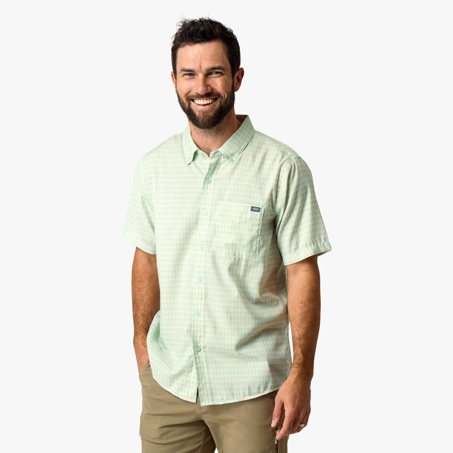 Mens Dorsal Short Sleeve Button Down Shirt - AFTCO