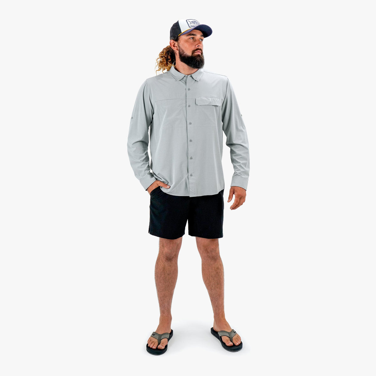 Mens Air-O Mesh LS Fishing Button Up Shirts - AFTCO