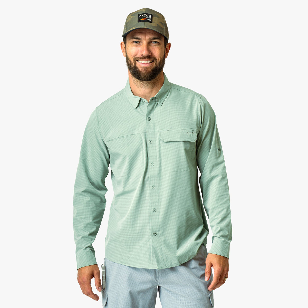 Mens Air-O Mesh LS Fishing Button Up Shirts - AFTCO