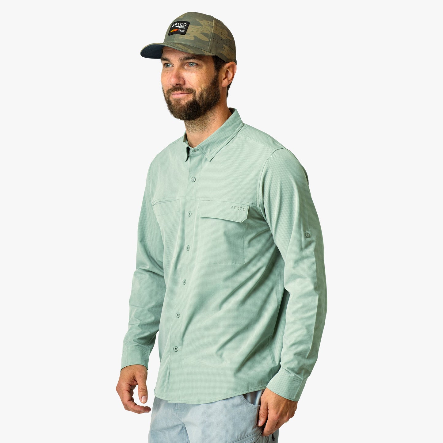 Mens Air-O Mesh LS Fishing Button Up Shirts - AFTCO