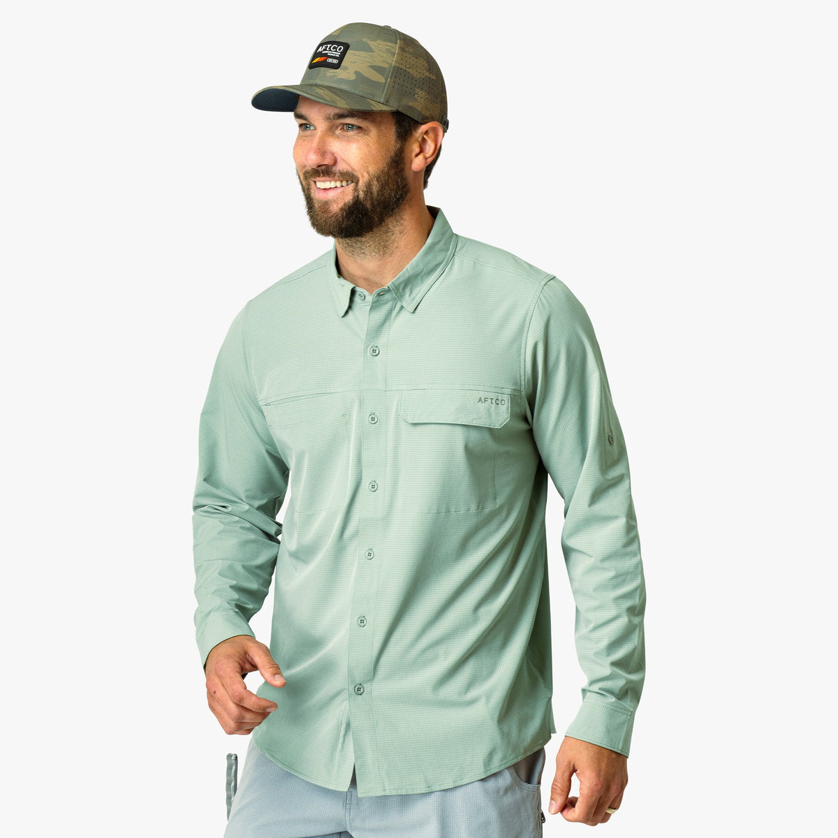 Mens Air-O Mesh LS Fishing Button Up Shirts - AFTCO