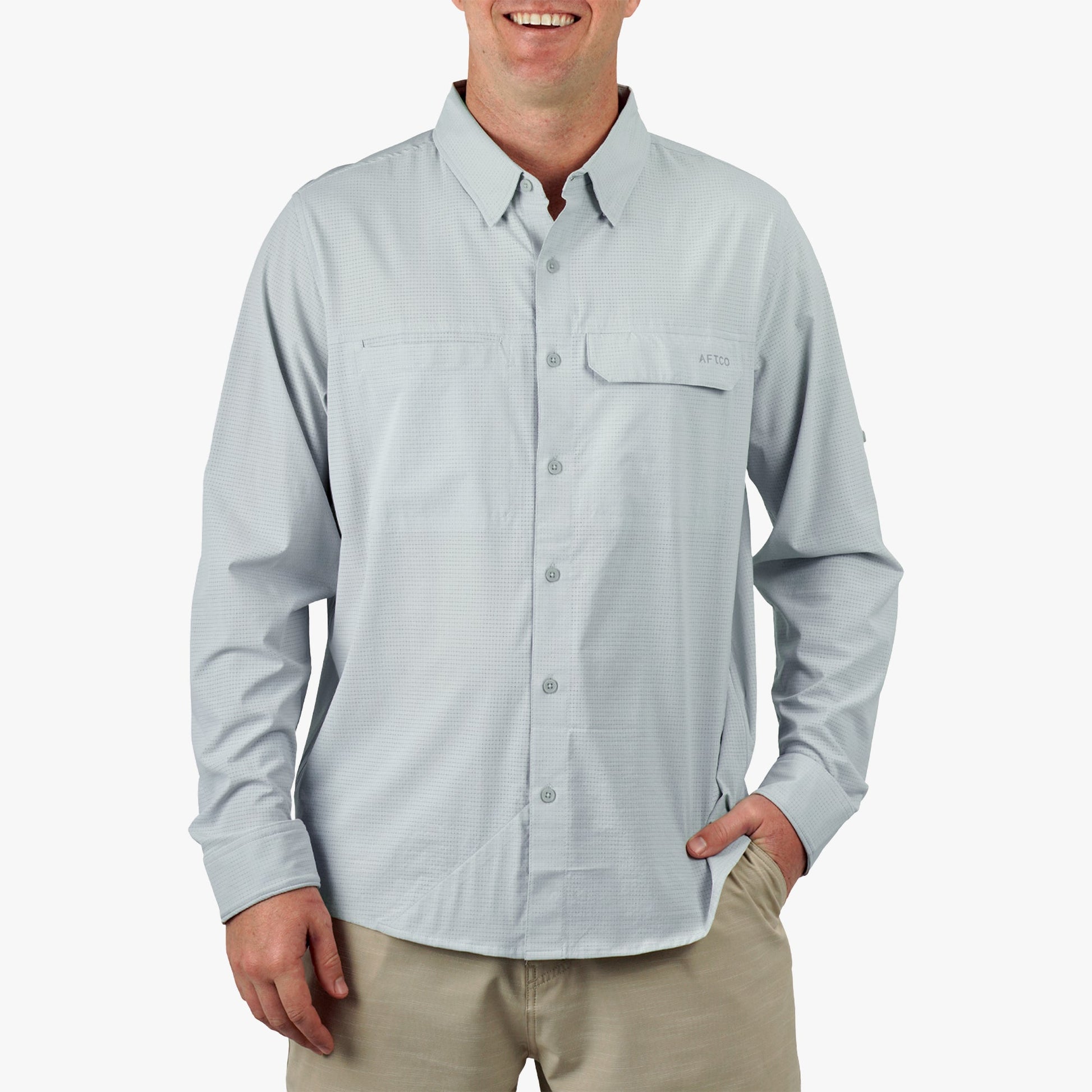 Mens Air-O Mesh LS Fishing Button Up Shirts - AFTCO
