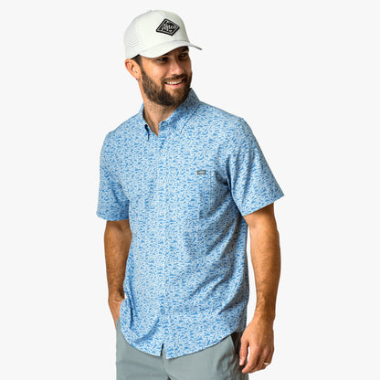 Mens Boatbar Printed Button Down Fishing Shirt - AFTCO