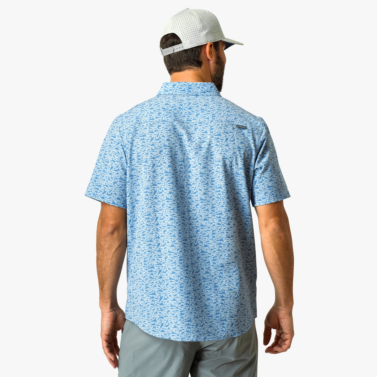 Mens Boatbar Printed Button Down Fishing Shirt - AFTCO