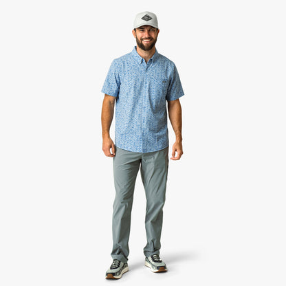 Mens Boatbar Printed Button Down Fishing Shirt - AFTCO