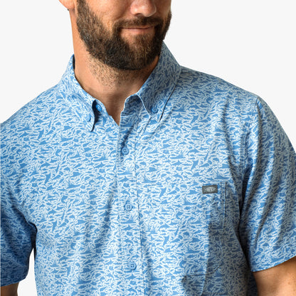 Mens Boatbar Printed Button Down Fishing Shirt - AFTCO