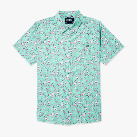 Mens Boatbar Printed Button Down Fishing Shirt - AFTCO