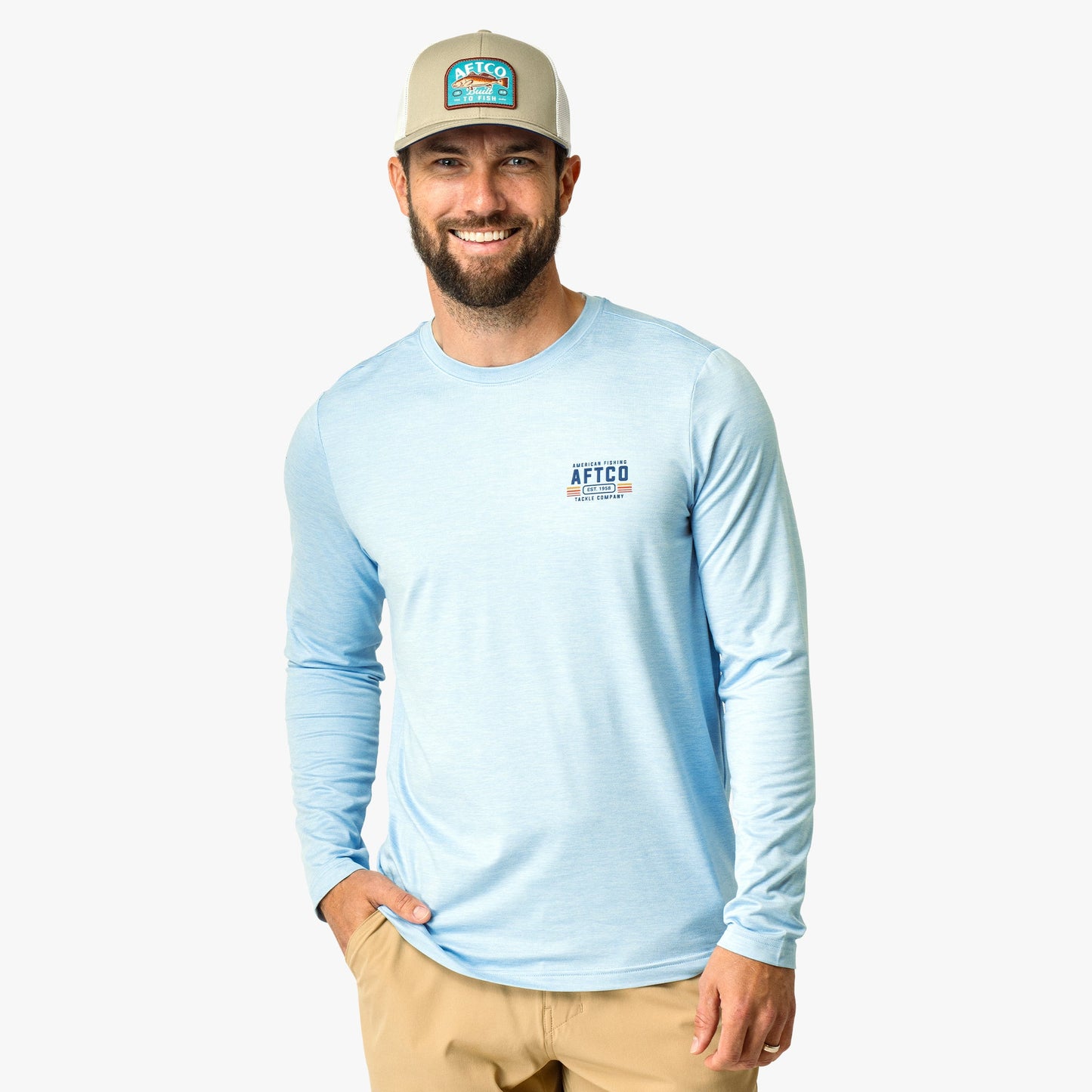 Mens License Plate Long Sleeve Sun Protection Shirt - AFTCO