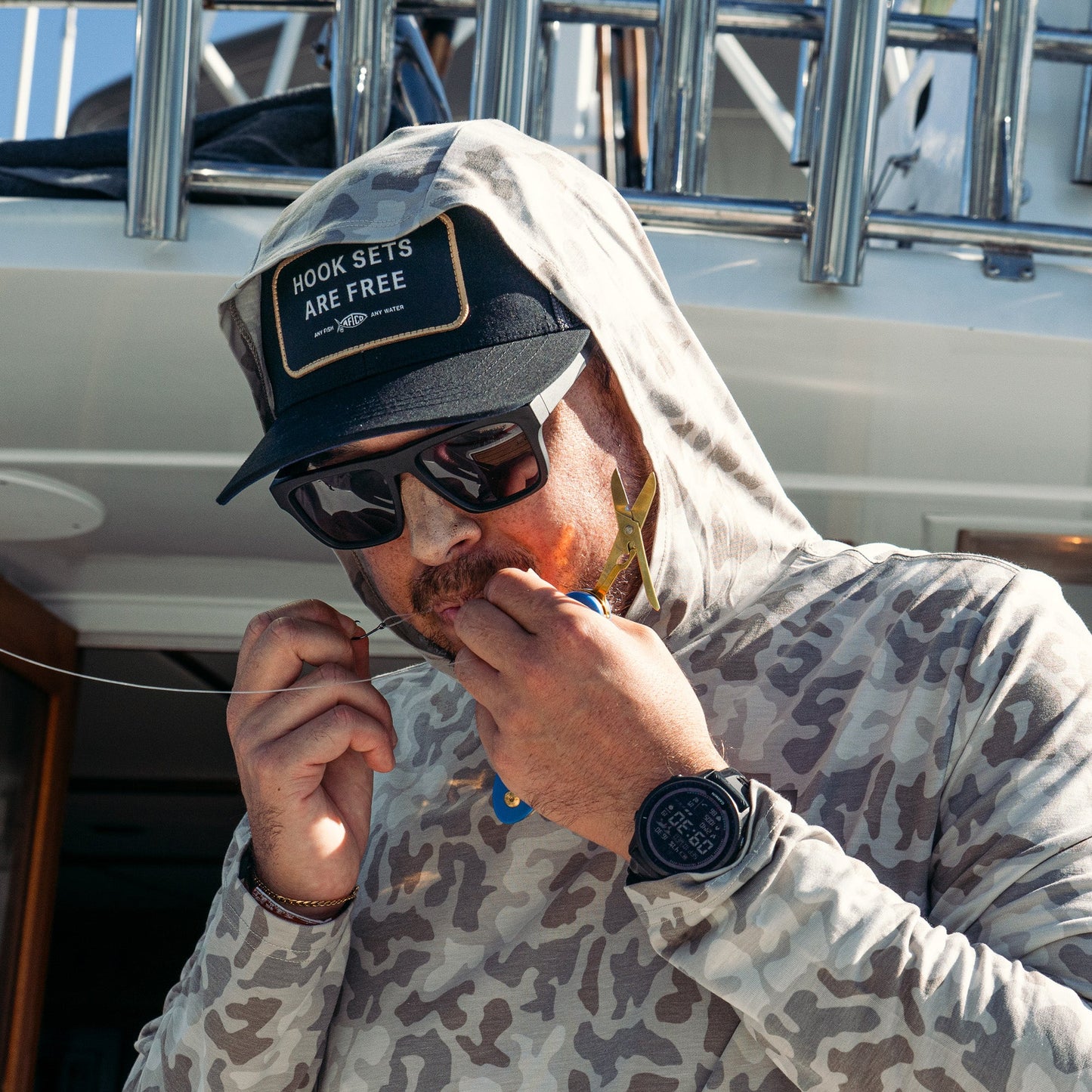 Mens Hook Sets Are Free Fishing Trucker Hat - AFTCO