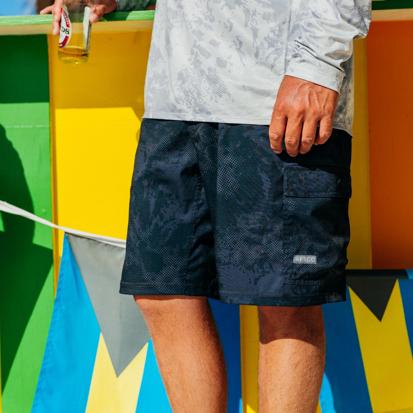 Mens Deckhand Camo Fishing Cargo Shorts - AFTCO