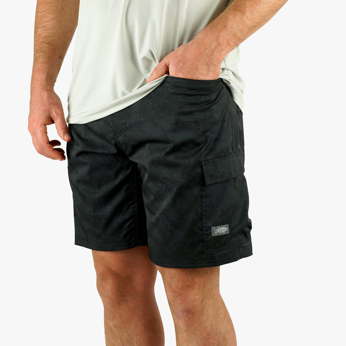 Mens Deckhand Camo Fishing Cargo Shorts - AFTCO