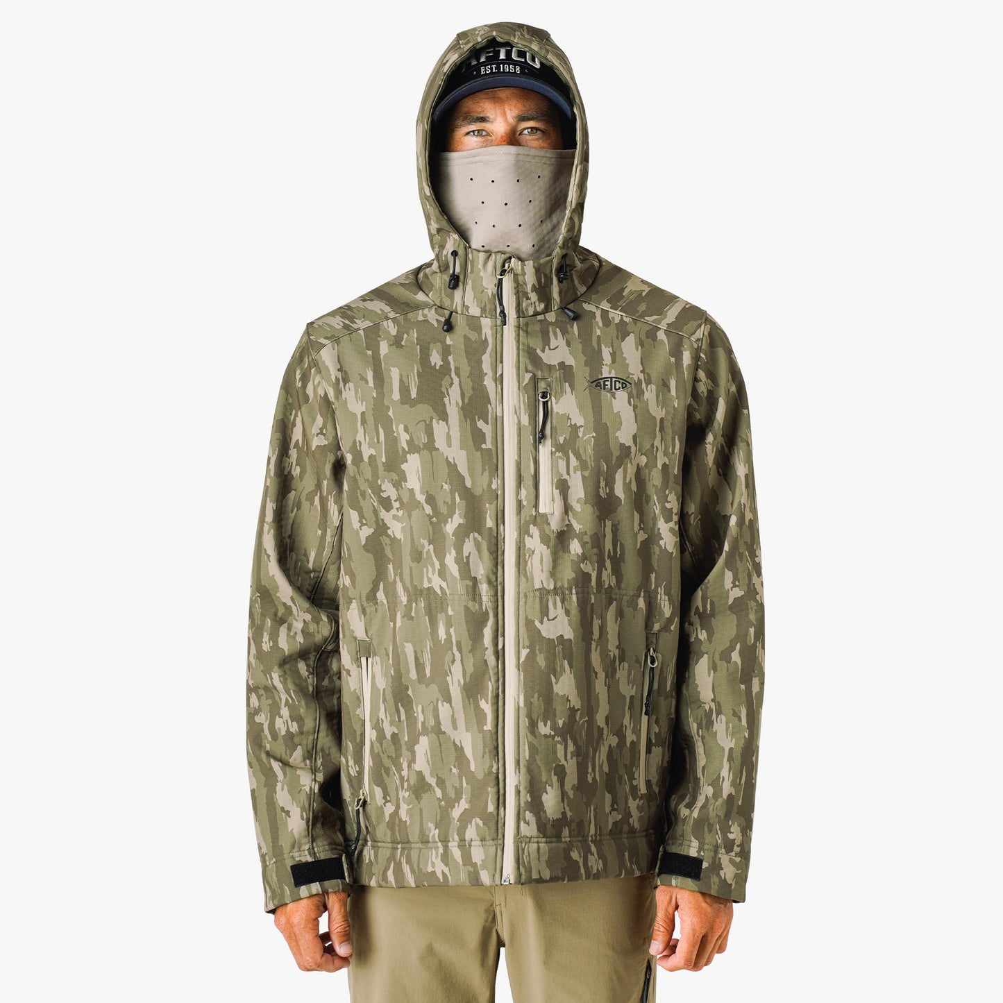 Mens Reaper Tactical Zip Up Camo Softshell Jacket - AFTCO