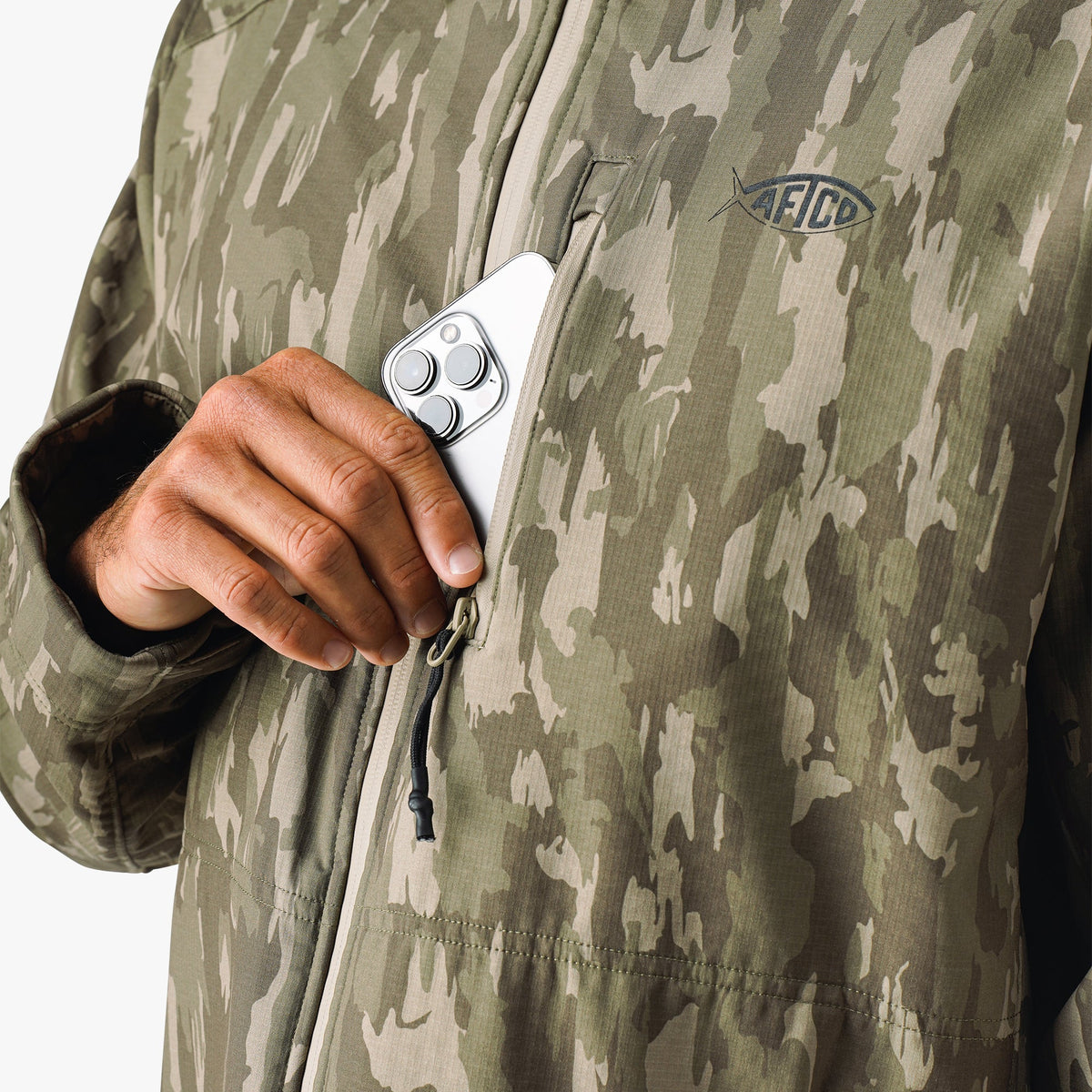 Mens Reaper Tactical Zip Up Camo Softshell Jacket - AFTCO