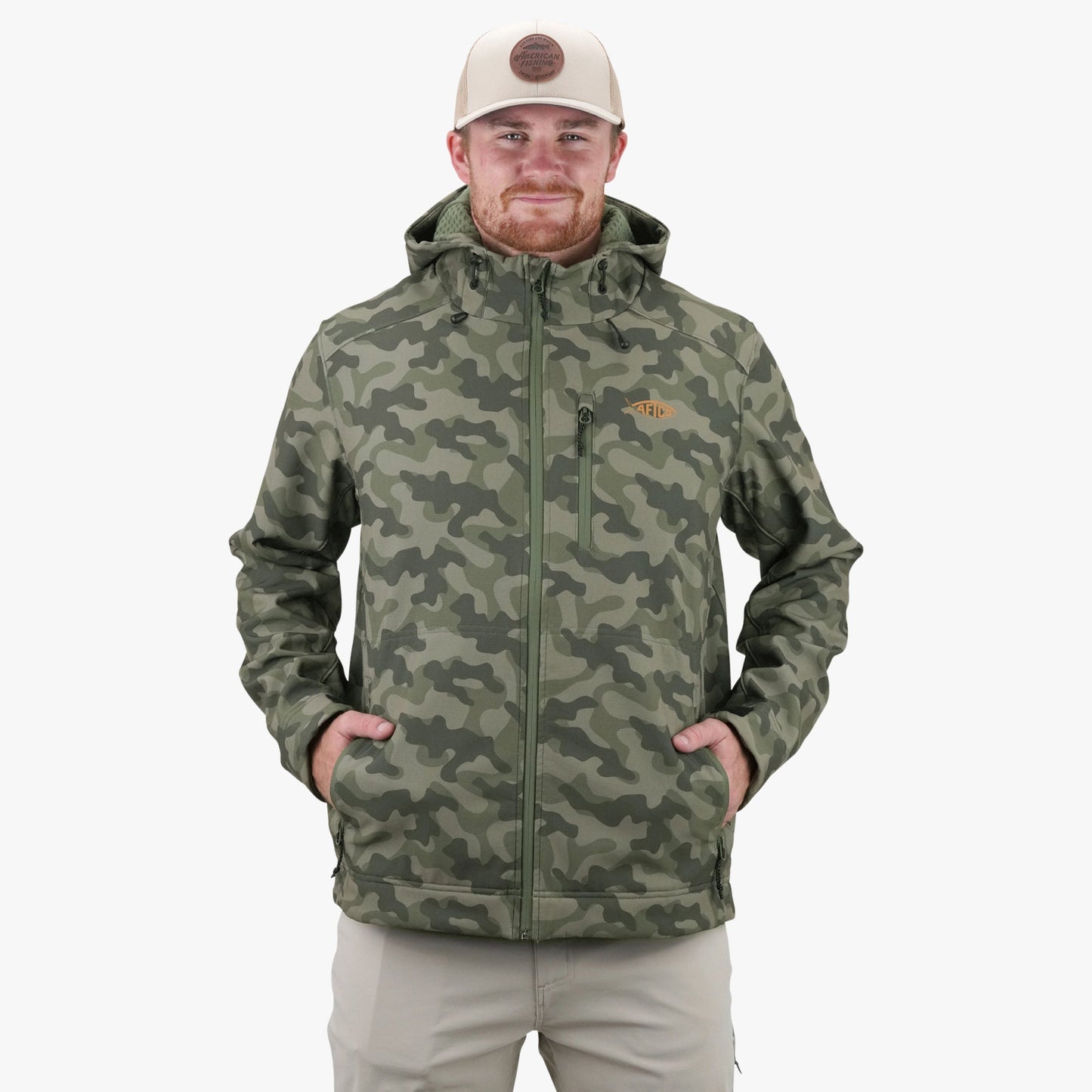 Mens Reaper Tactical Zip Up Camo Softshell Jacket - AFTCO