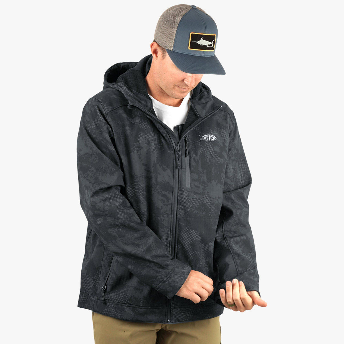 Mens Reaper Tactical Zip Up Camo Softshell Jacket - AFTCO