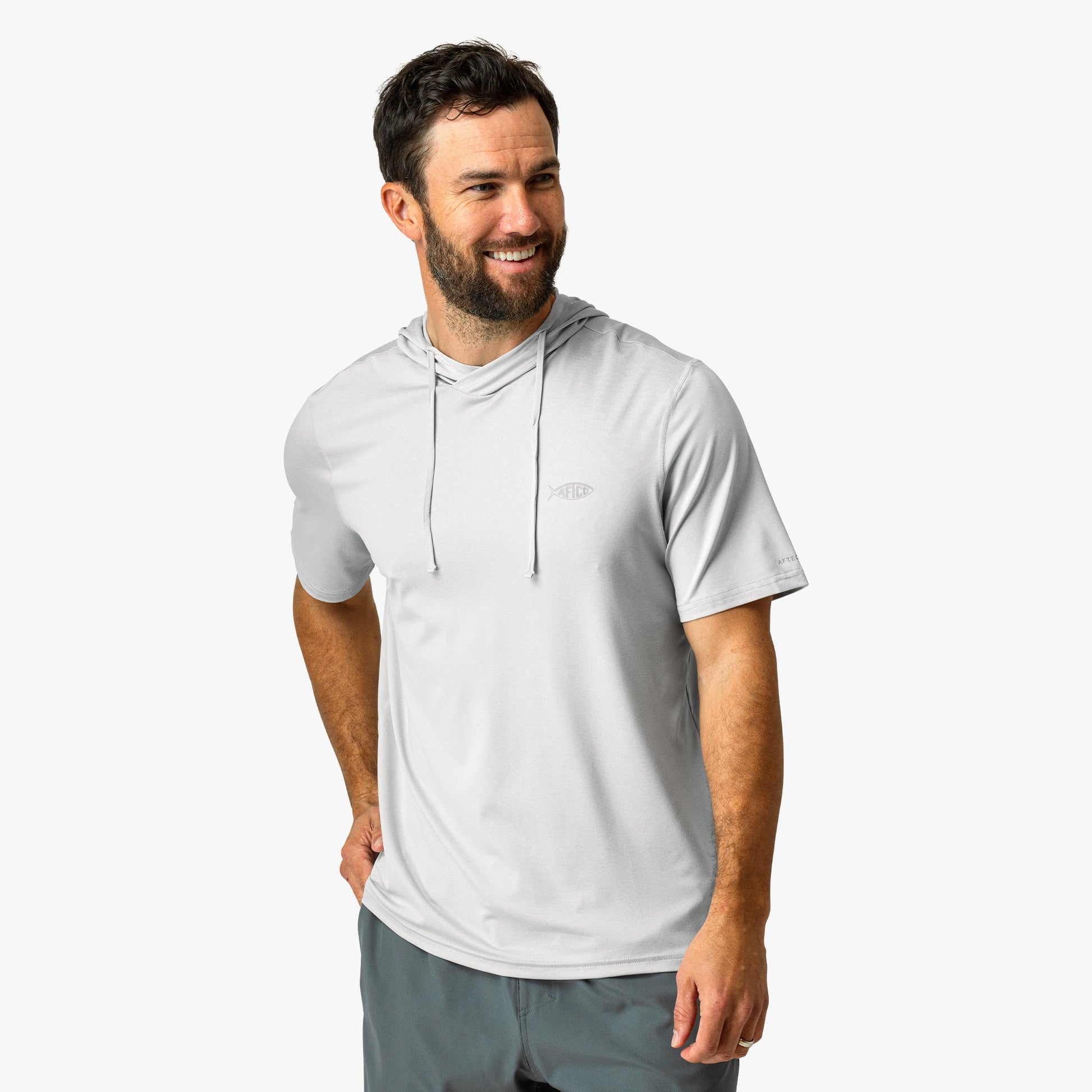 Mens Samurai Short Sleeve Hooded Sun Protection Shirt - AFTCO