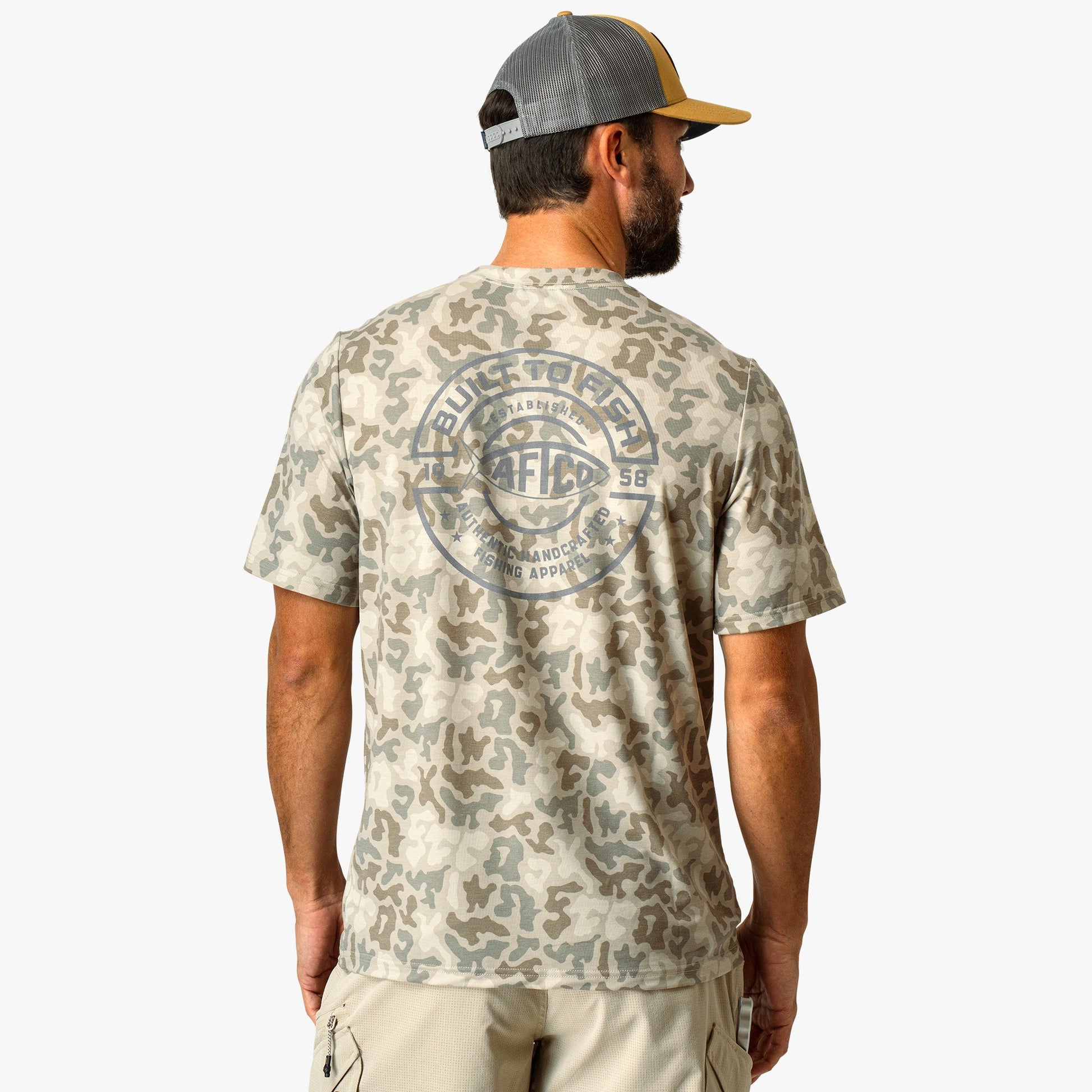 Mens Ocean Bound Printed Short Sleeve Fishing Shirts - AFTCO
