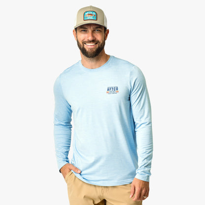 Mens License Plate Long Sleeve Sun Protection Shirt - AFTCO
