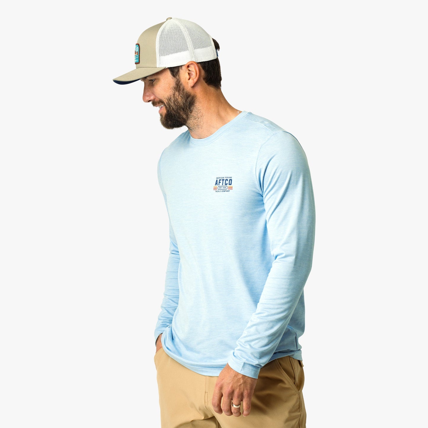 Mens License Plate Long Sleeve Sun Protection Shirt - AFTCO