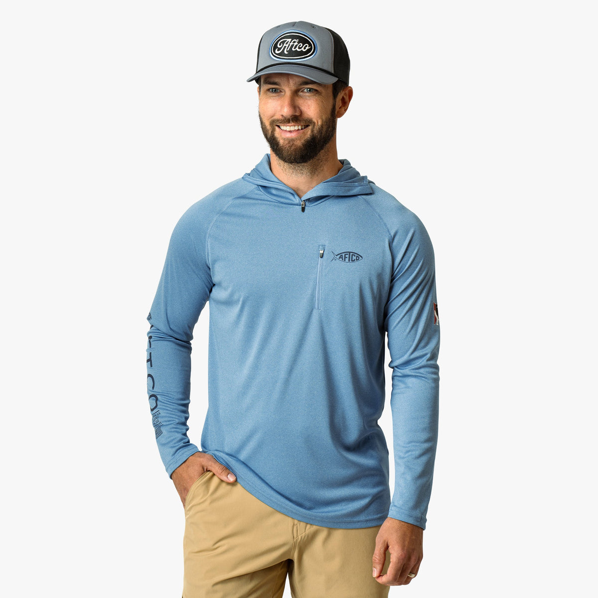 Mens Jason Christie's Hooded LS Bass Fishing Performance Shirt - AFTCO