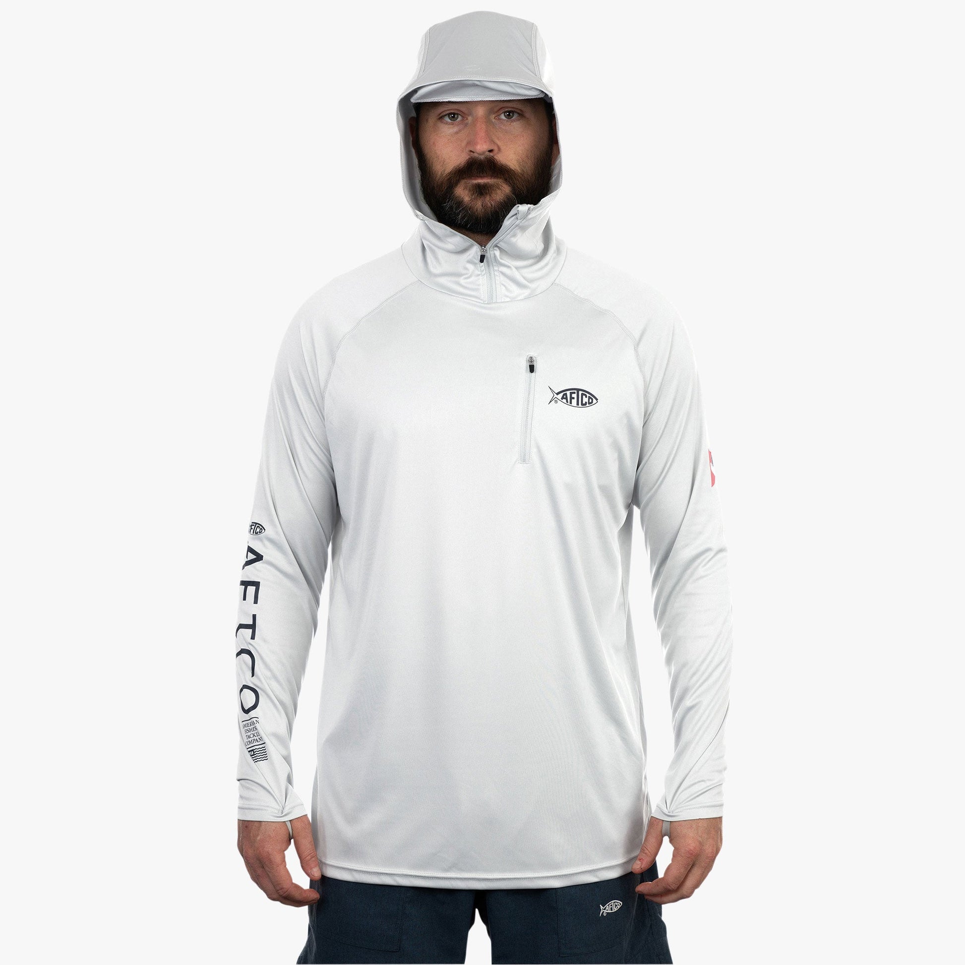 Mens Jason Christie's Hooded LS Bass Fishing Performance Shirt - AFTCO