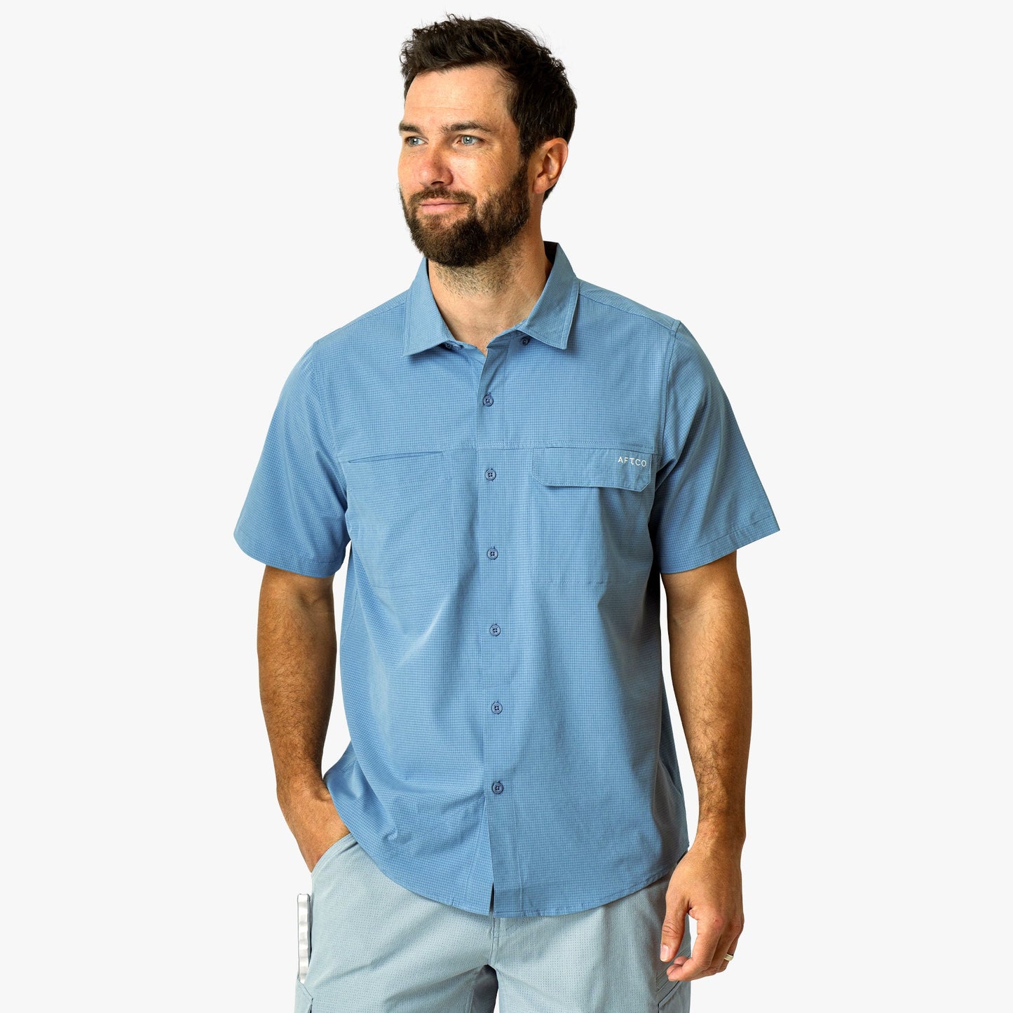 Mens Air O Mesh SS Button Down Fishing Shirt - AFTCO