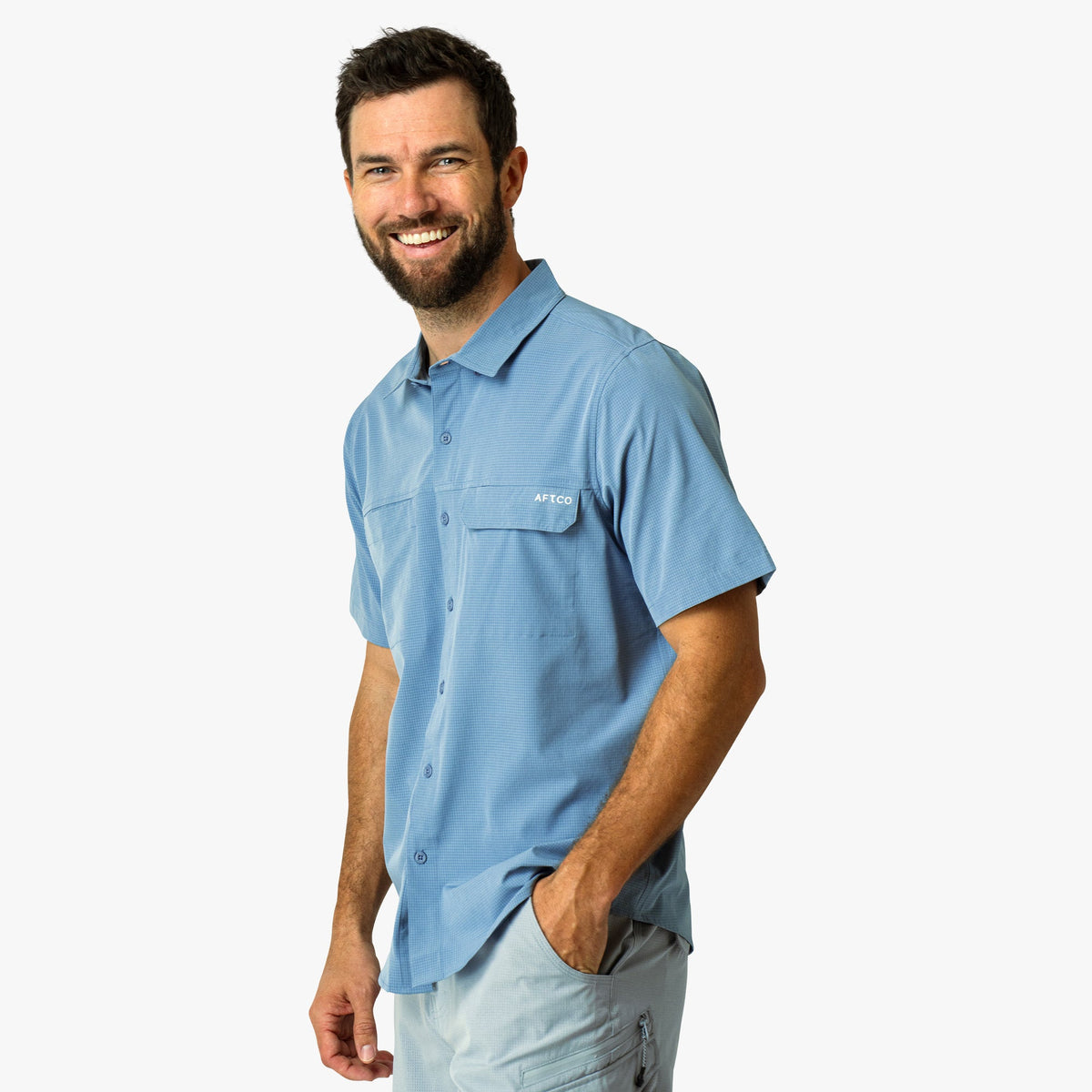 Mens Air O Mesh SS Button Down Fishing Shirt - AFTCO