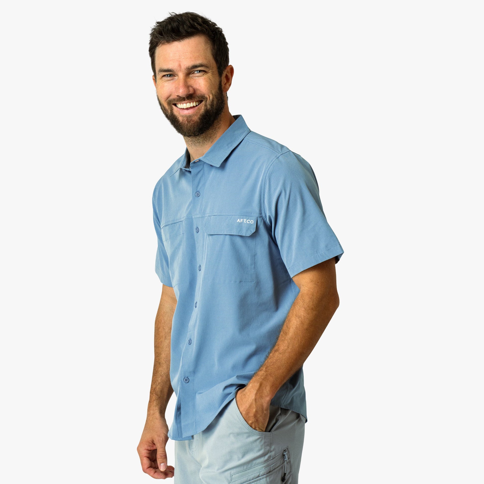 Mens Air O Mesh SS Button Down Fishing Shirt - AFTCO