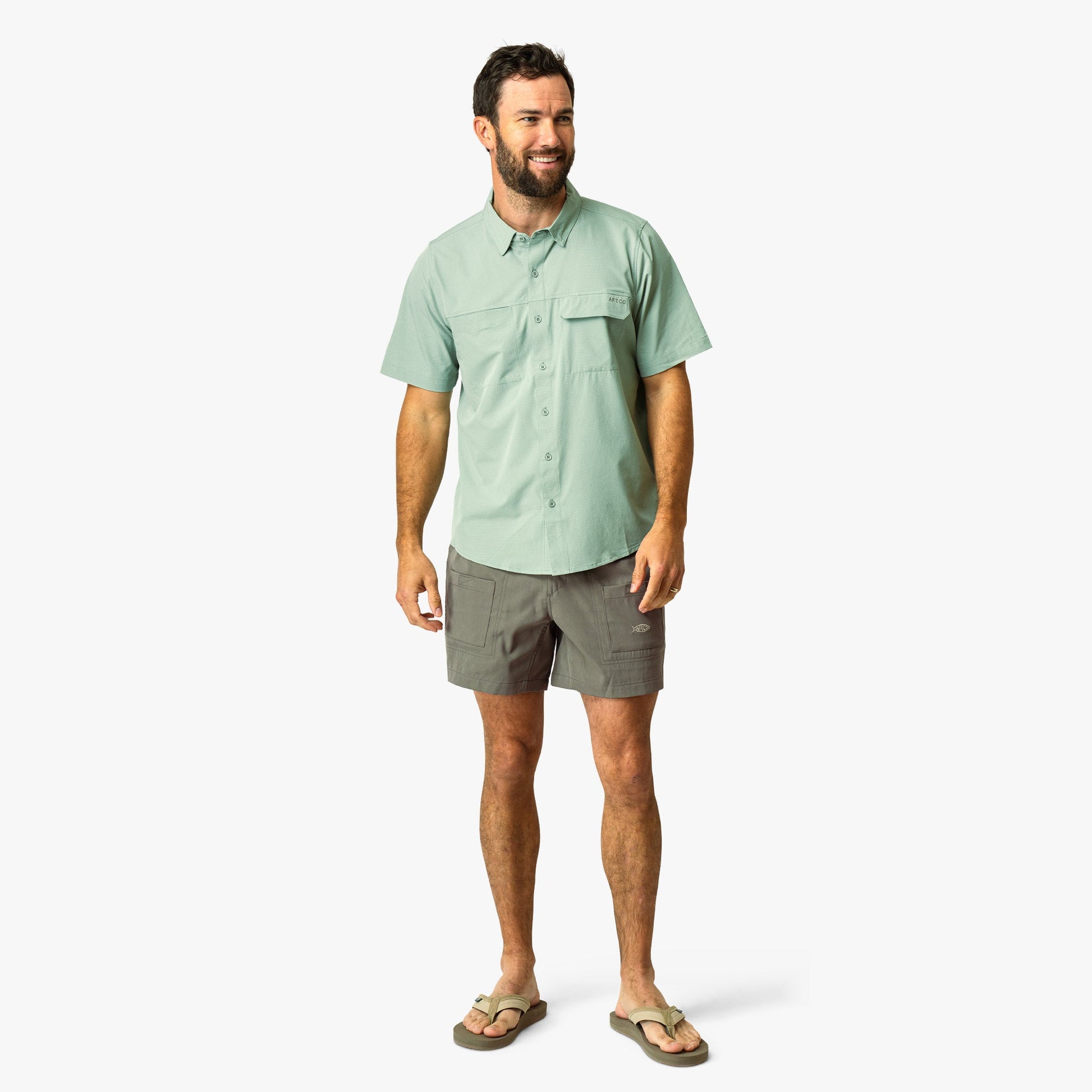 Mens Air O Mesh SS Button Down Fishing Shirt - AFTCO