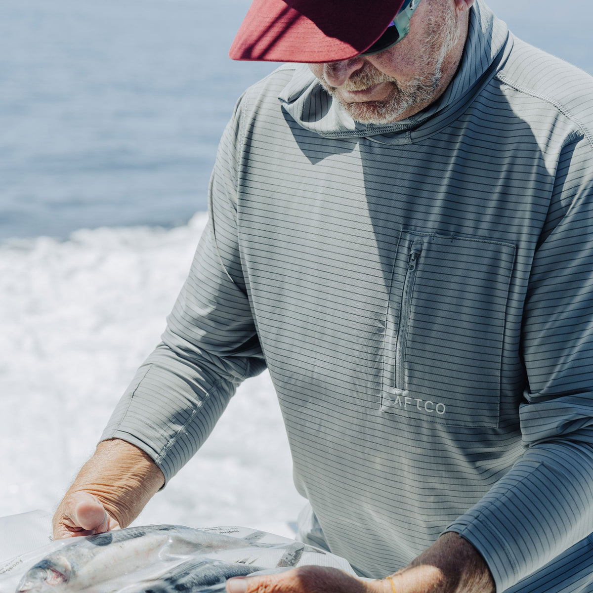 Mens Channel Hooded Performance Shirt - AFTCO