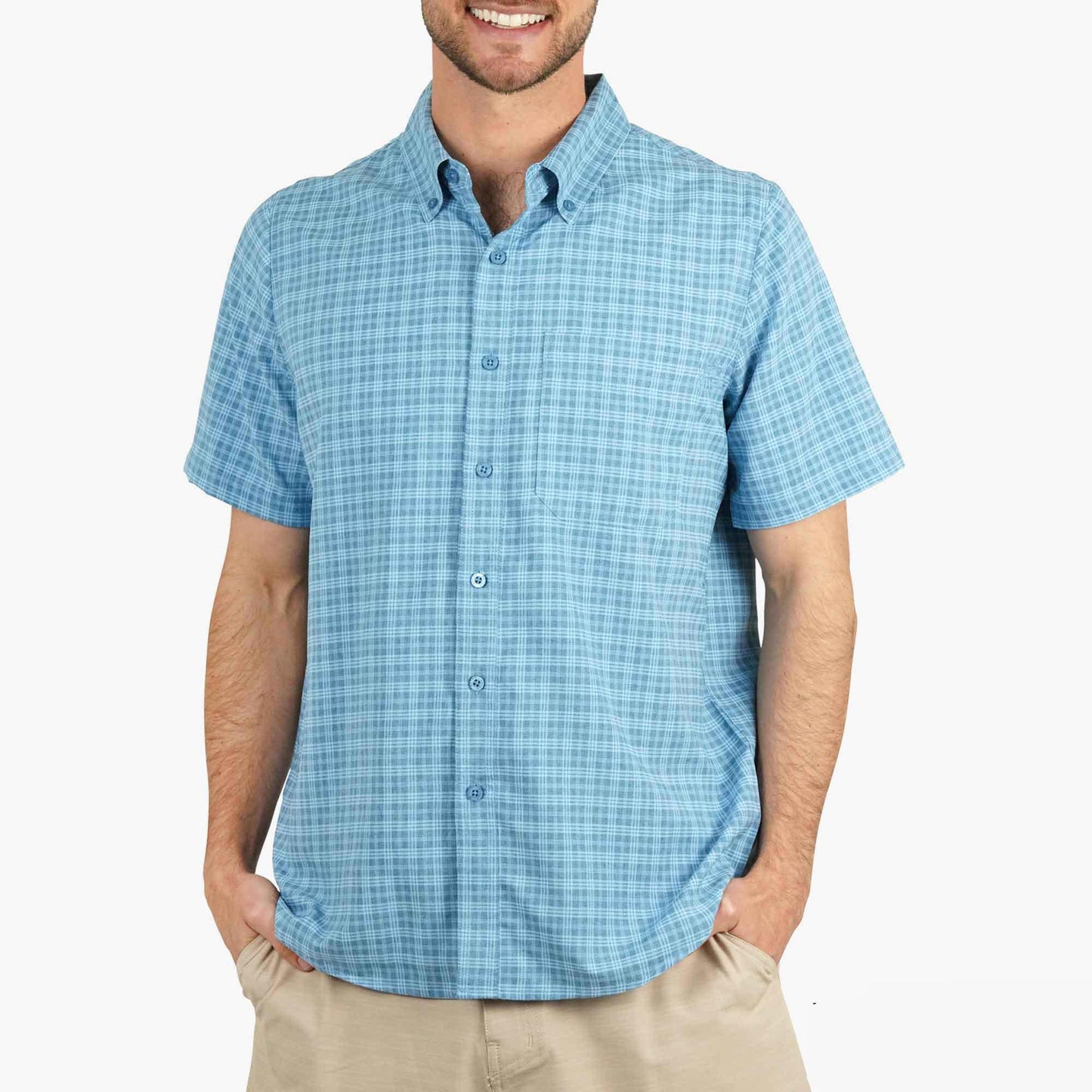 Mens Dorsal Short Sleeve Button Down Shirt - AFTCO