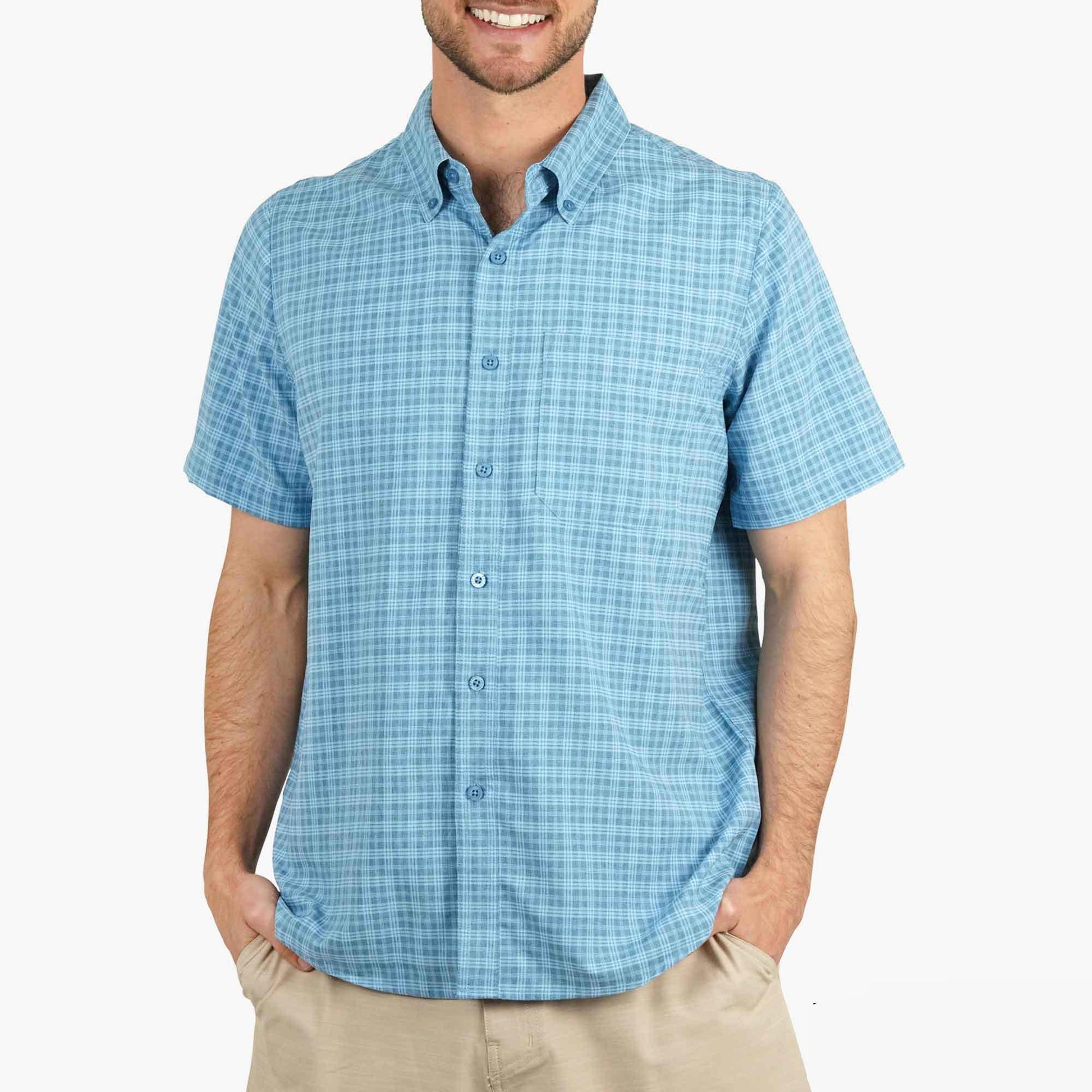 Mens Dorsal Short Sleeve Button Down Shirt - AFTCO