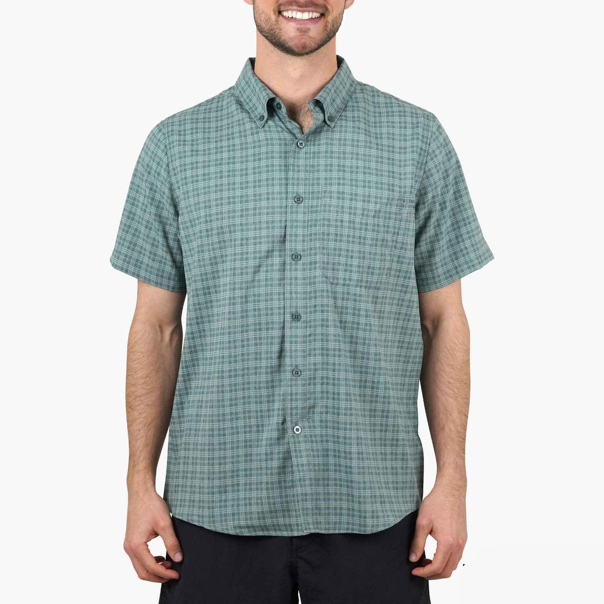 Mens Dorsal Short Sleeve Button Down Shirt - AFTCO