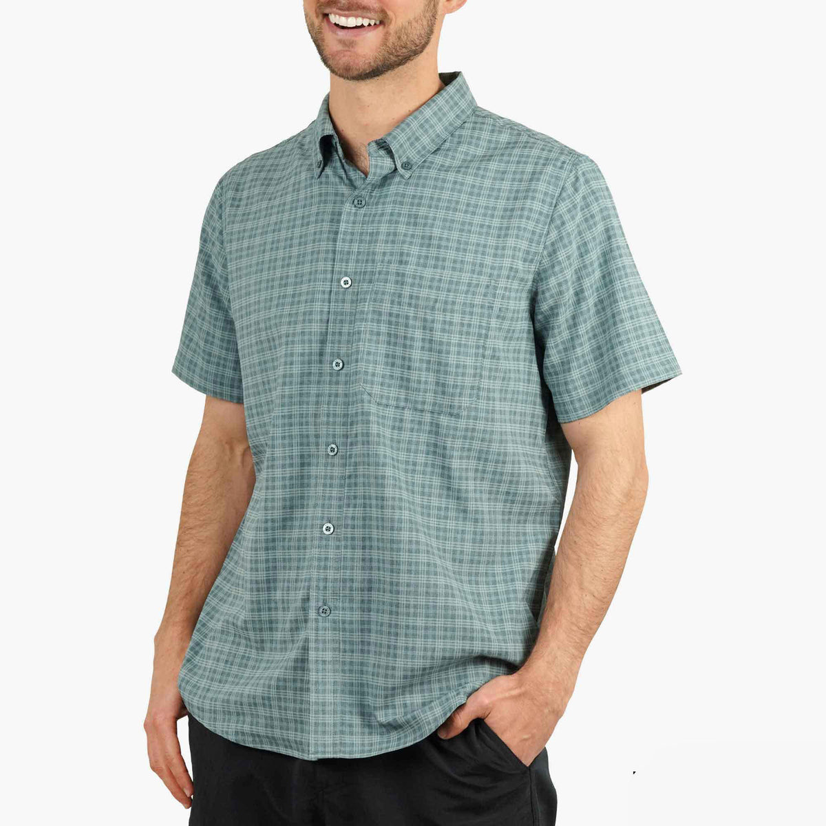 Mens Dorsal Short Sleeve Button Down Shirt - AFTCO