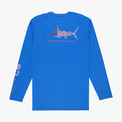 Mens Jigfish Americana LS Performance Fishing Shirt - AFTCO