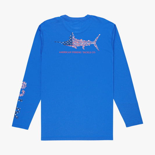 Mens Jigfish Americana LS Performance Fishing Shirt - AFTCO