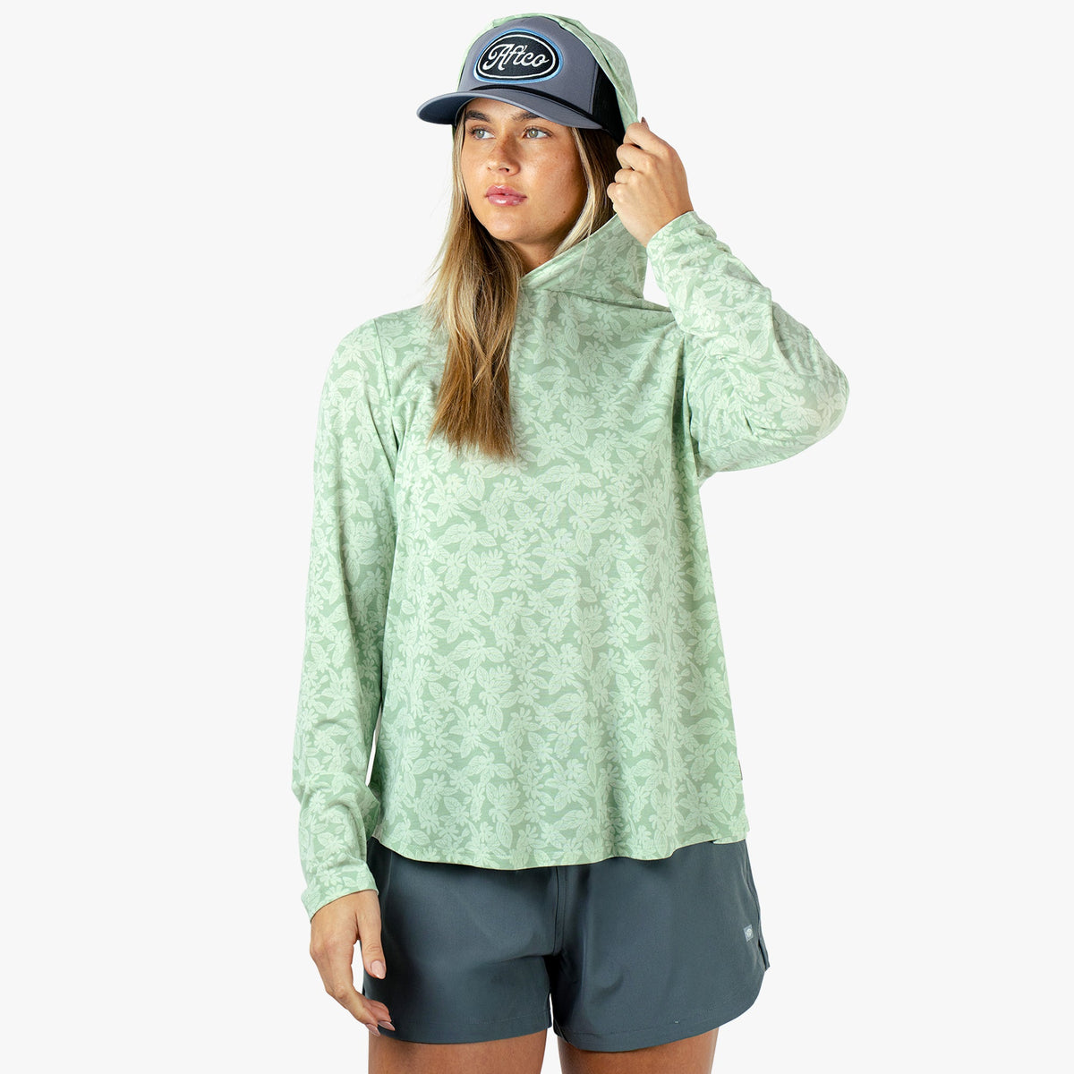 Womens Women's Ocean Bound Hooded Performance Shirt - AFTCO