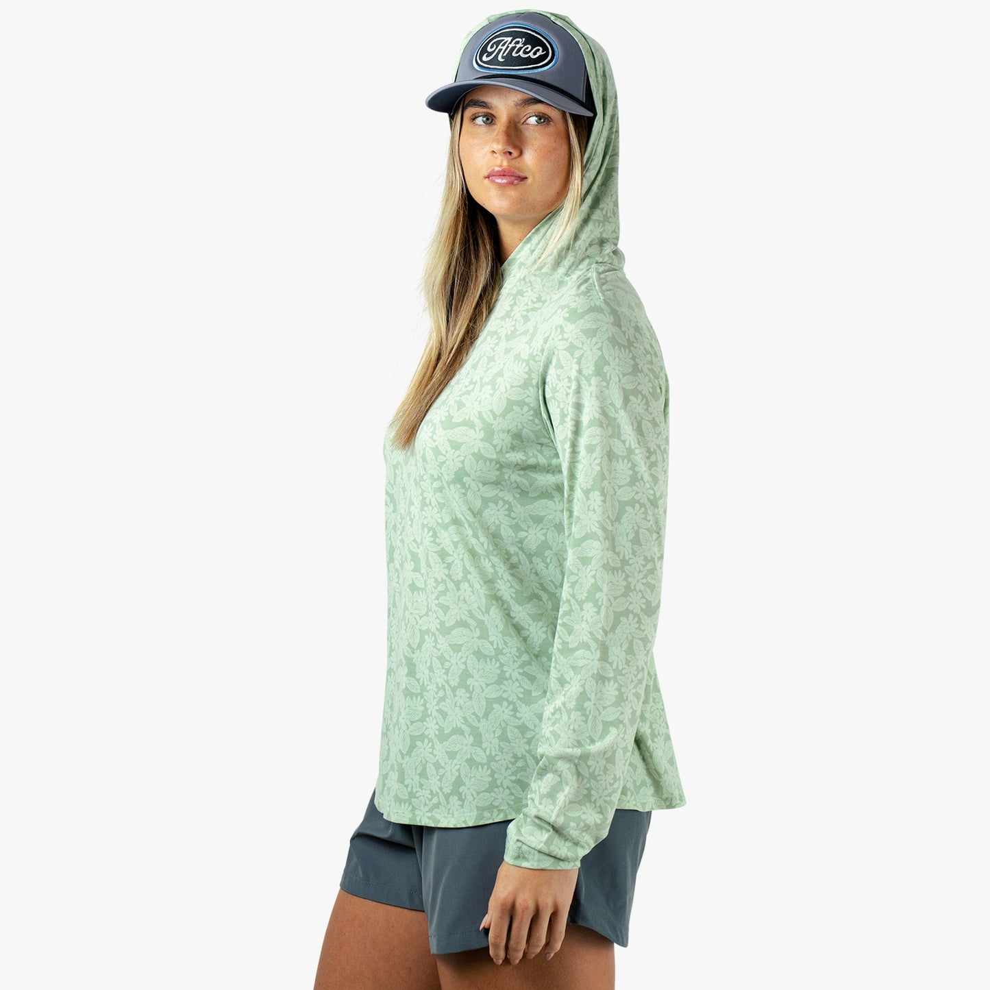 Womens Women's Ocean Bound Hooded Performance Shirt - AFTCO