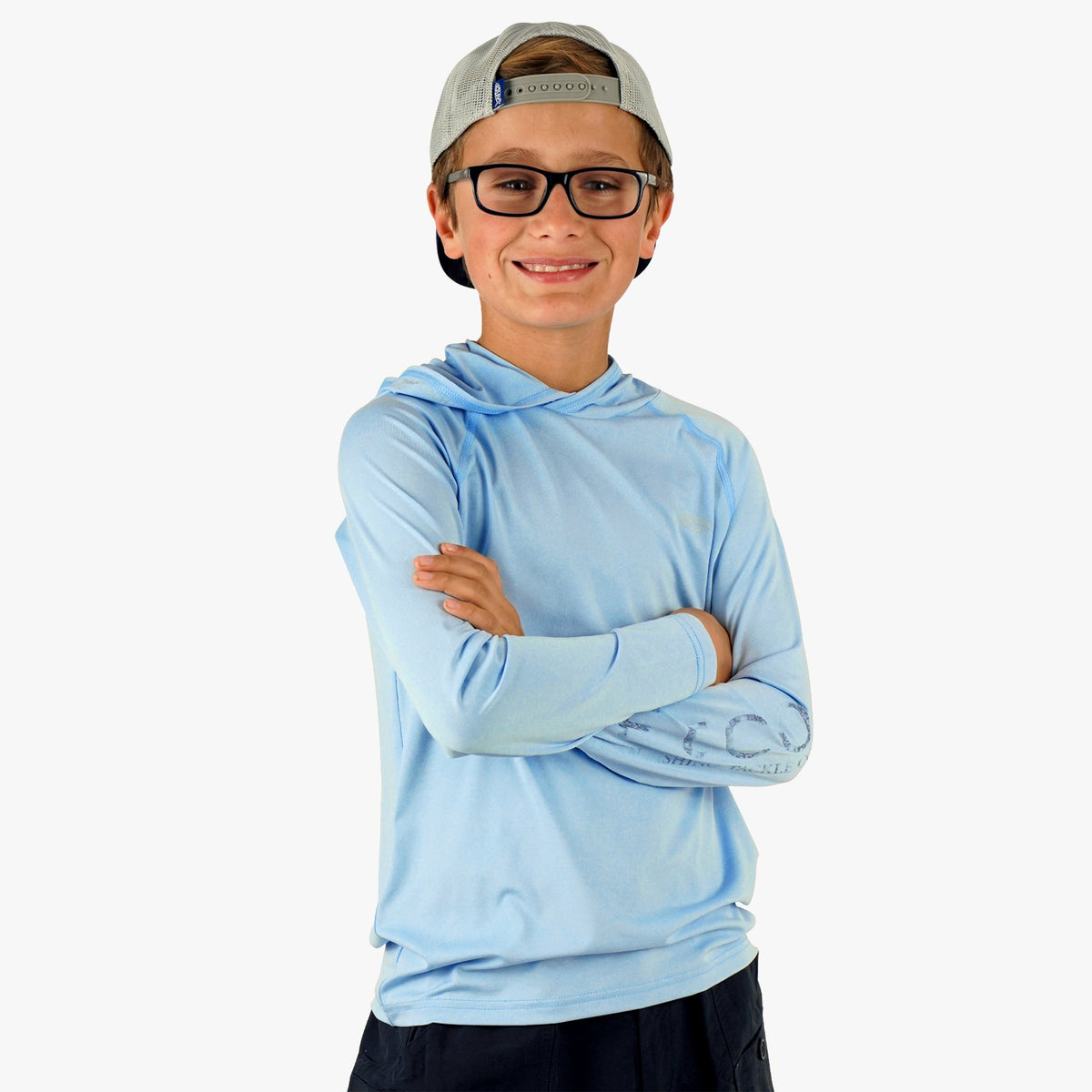 Kids Youth Samurai Hood Performance LS Shirt - AFTCO