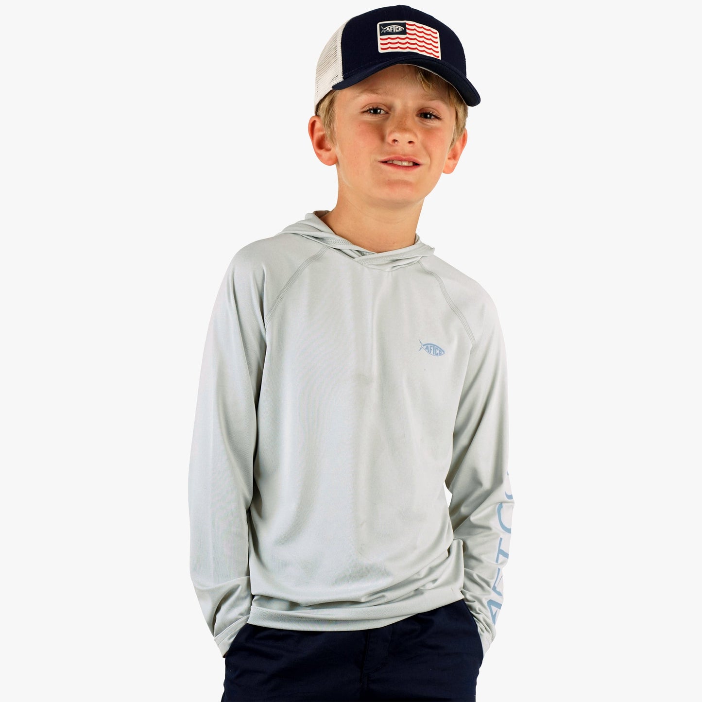 Kids Youth Samurai Hood Performance LS Shirt - AFTCO