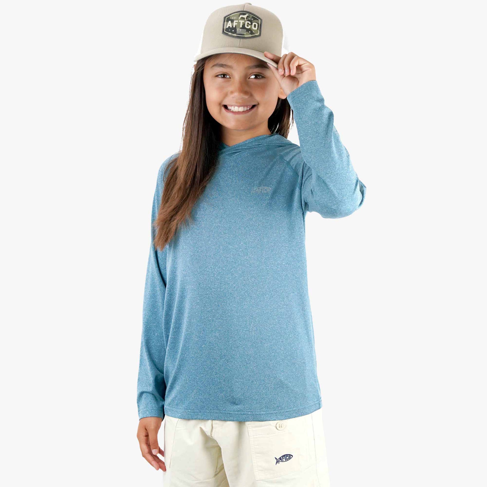 Kids Youth Samurai Hood Performance LS Shirt - AFTCO
