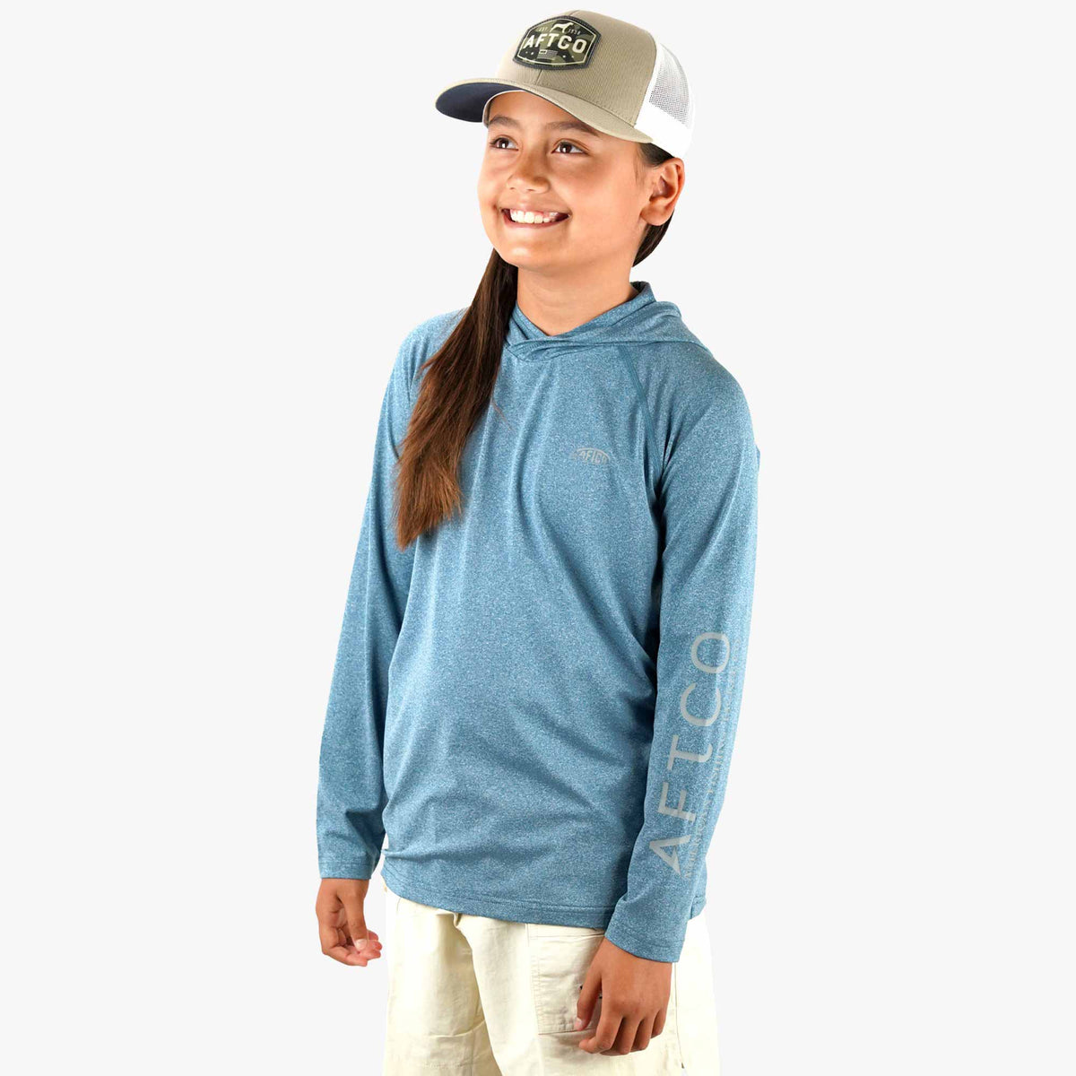 Kids Youth Samurai Hood Performance LS Shirt - AFTCO