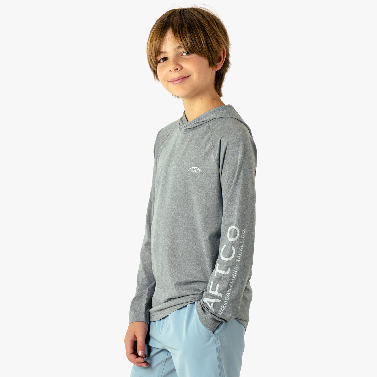 Kids Youth Samurai Hood Performance LS Shirt - AFTCO
